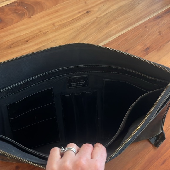 Vintage Men’s Umi Distressed Black Brown Leather Large Zip Portfolio Briefcase - Picture 7 of 14